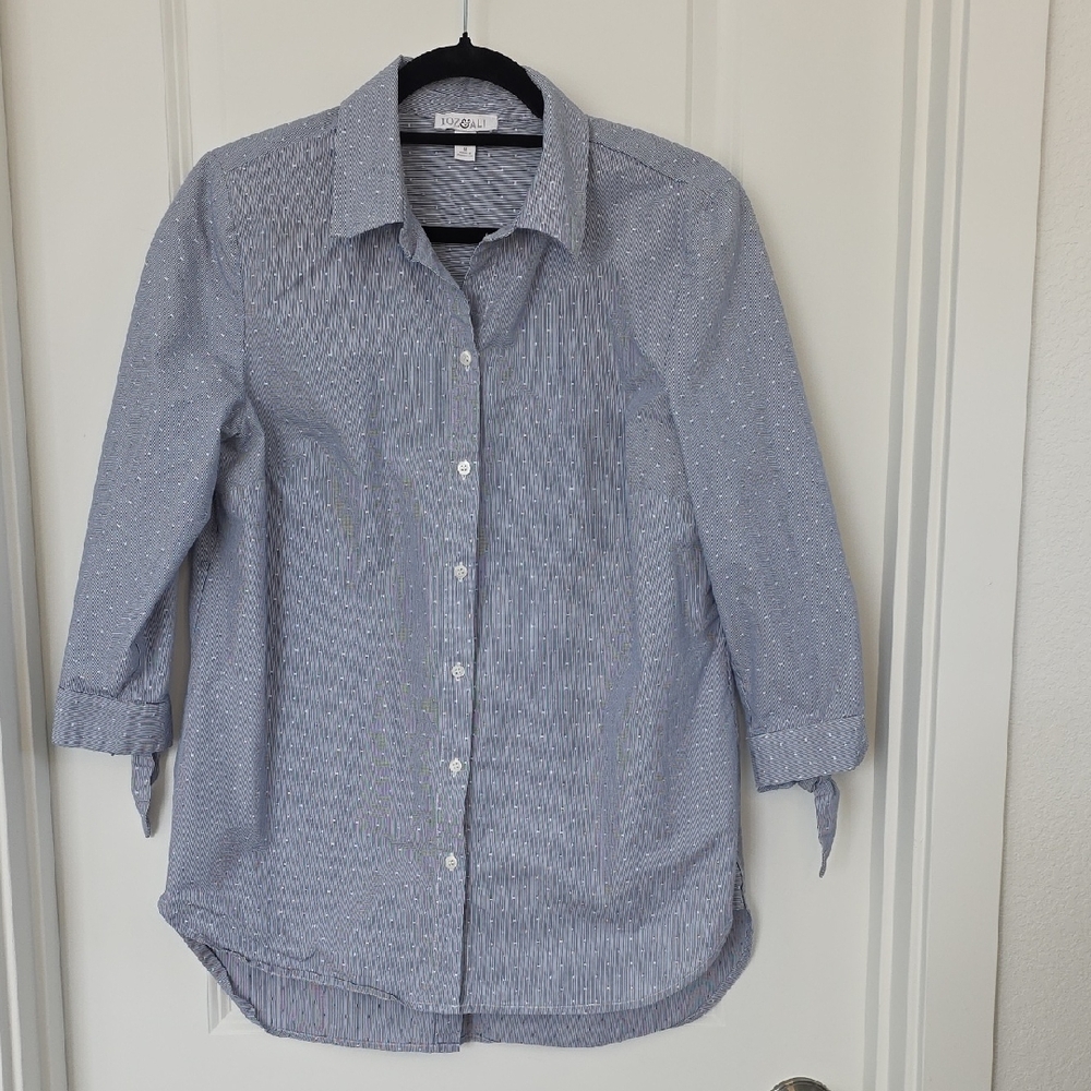 Roz & Ali Navy Striped Shirt